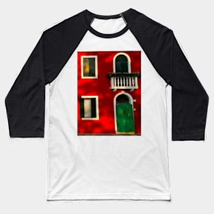 Red And Yellow Traditional Italian Houses In Burano Village Baseball T-Shirt